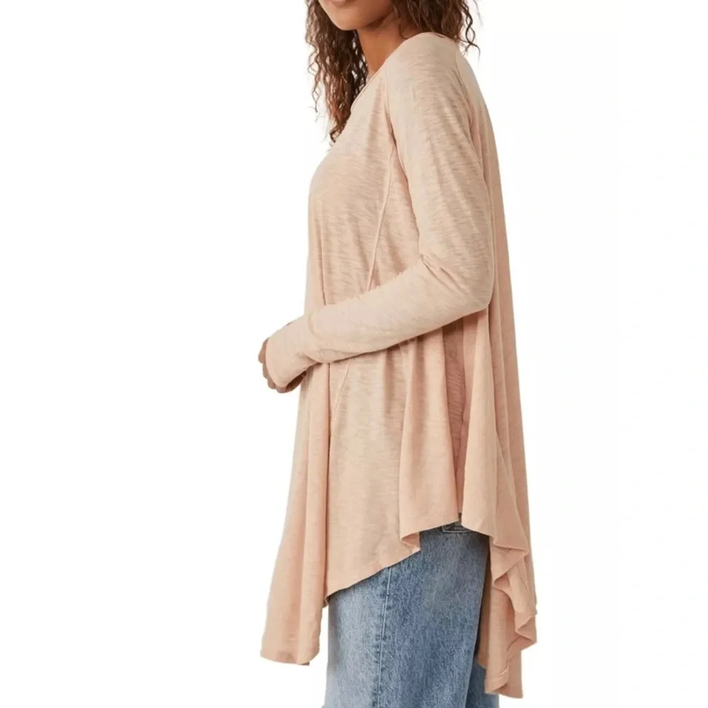 Free‎ People Aria Trapeze Long Sleeve Top In Misty Mink Pink